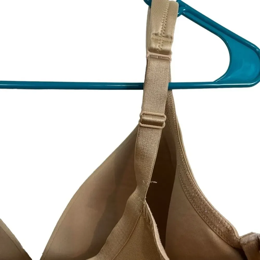 CACIQUE LIGHTLY LINED FULL COVERAGE Beige Tan Smooth Underwire Bra Satin 44DDD